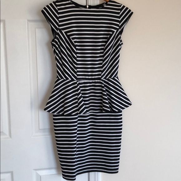 Mossimo Supply Co. Dresses & Skirts - Mossimo black & white stripe peplum dress size‎ SM